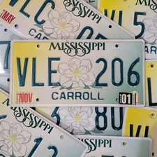 MISSISSIPPI LICENSE PLATE 🔥FREE📬🔥 1 w/ RANDOM LETTERS & #s ~ MAGNOLIA FLOWER