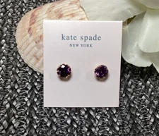 🆕 KATE SPADE THAT SPARKLE PURPLE CZ ROUND Stud Earrings Gold/PURPLE-NEW ON CARD