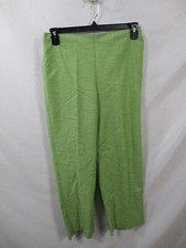 Alfred Dunner Pants Womens 10 Green Dress Straight Leg Flat Front Elastic Waist
