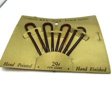 Vintage 1940s Ben-Hur Hair Pins Set of 5 NOS Tortoiseshell U-Shaped Art Deco