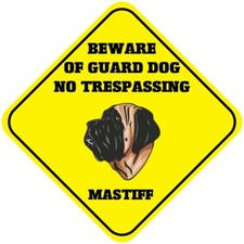 Aluminum Crossing Sign Mastiff Beware of Guard Dog No Trespassing Cross Xing