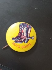 Rare Very Old Vtg 1953 Roy Rogers Boots Cereal Box Pin western Rodeo 