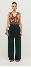 Reformation Mason High Waisted Pleated Wide Leg Trouser Pants Black Women's 6