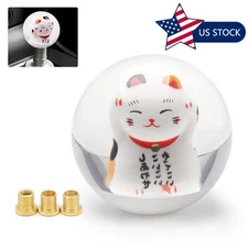 Universal Manual Lucky Cat Shift Knob Maneki Neko Round Ball Gear Shifter Head