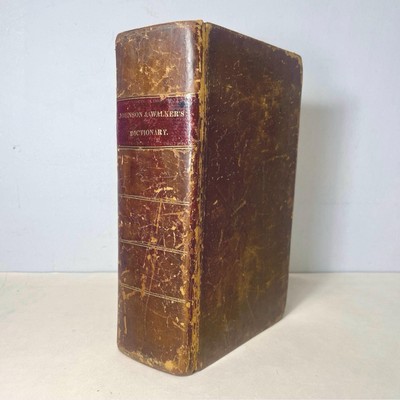 Rare 1828 English Dictionary by Johnson & Walker, Antique Leather Reference Book