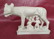 Statue Sculpture She-Wolf Romulus & Remus Alabaster Resin