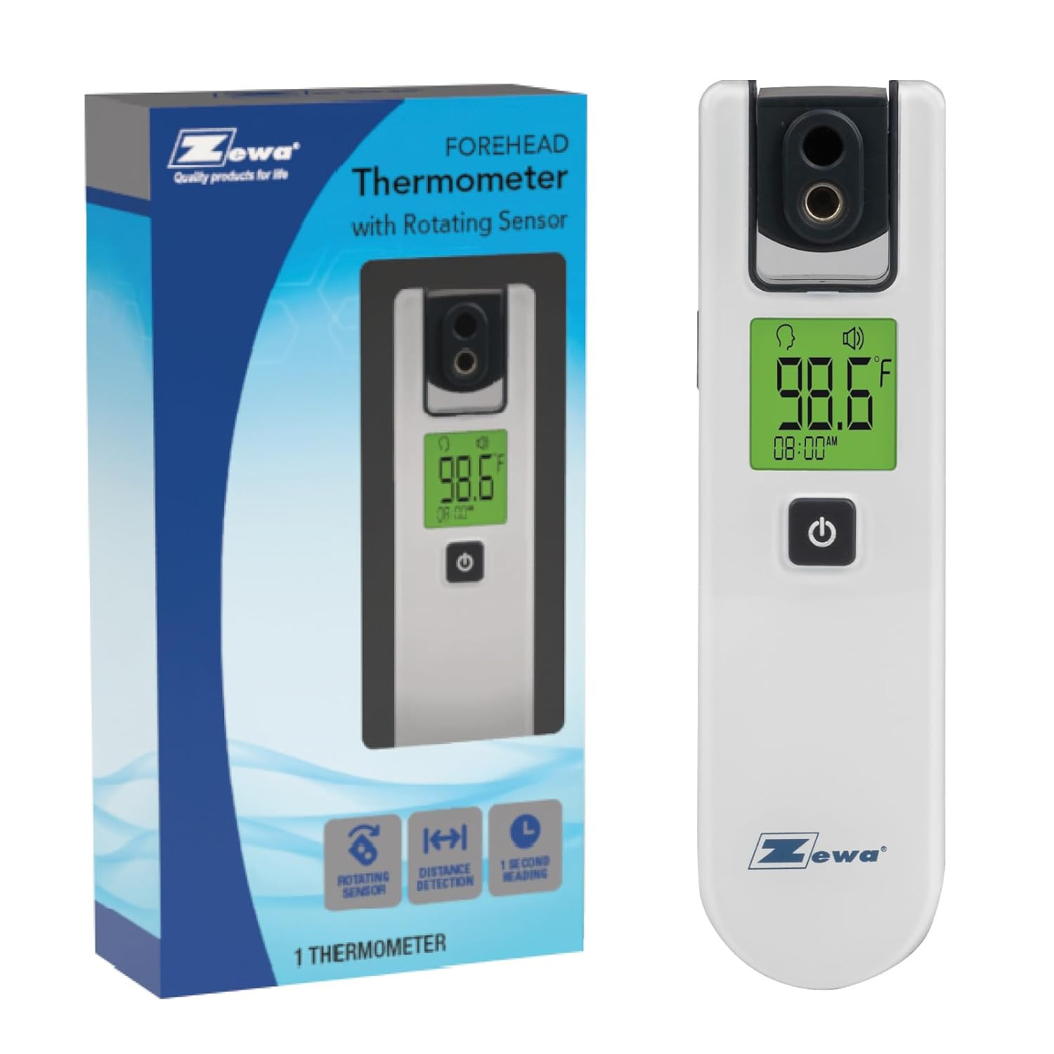 4-Way Rotating Infrared Thermometer | Forehead Non-Touch Technology | Fast 1-Sec