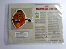 VINTAGE MLB MILWAUKEE BRAVES 1957 COOPERSTOWN COLLECTION PATCH HISTORY STAT