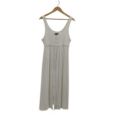Quince Women Bamboo Maternity Sleeveless Button Front Midi Dress White L