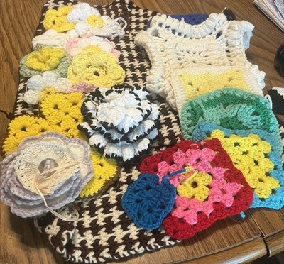Crocheted Pot Holders3 Larger Rectangles. Also Many Different Styles Of Flowers