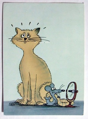 Kunst Postkarte - KATZE & MAUS CARTOON, ULI STEIN, 60/1, DEUTSCHLAND, 1987 (CAT7-1)