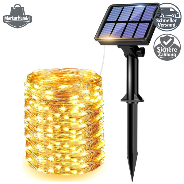 Solar Lichterkette AußEn 15M 150 LED Wasserdicht Kupferdraht 8 Modus Deko-image