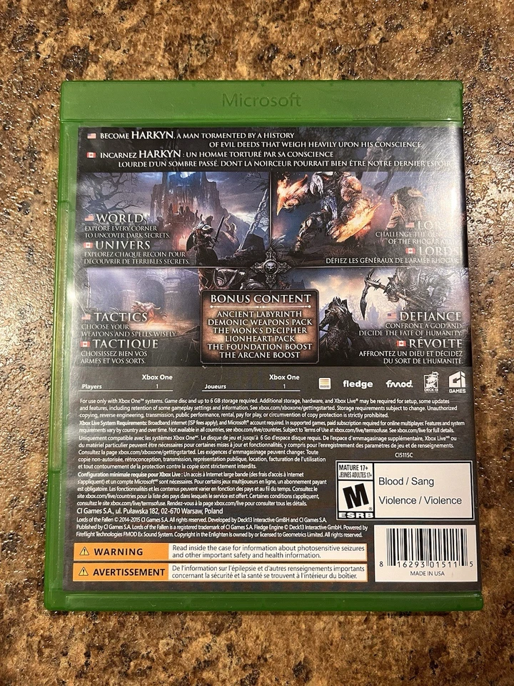 Lords of the Fallen: Complete Edition (Microsoft Xbox One, 2015) - Image 2 of 3