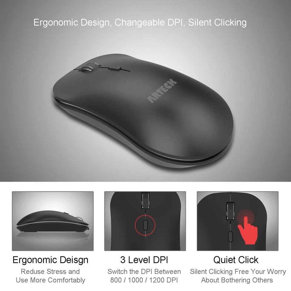 2.4G Wireless Keyboard and Mouse Combo Stainless Steel Ultra Slim Full Size K... - Image 3 of 4