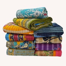 Wholesale Lot 10 PC Throw Blanket Kantha Quilt Indian Vintage Cotton Bedspreads