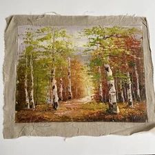 Autumn Trees Path Oil Painting 12" x 16"