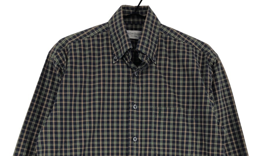 Vintage YVES SAINT LAURENT Camicia Casual Formale Quadri Uomo MISURA XS (37 