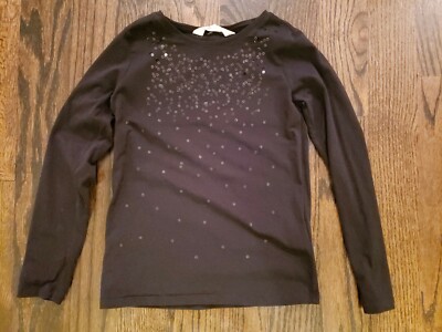 NWOT GIRLS H&M BLACK SEQUIN LONG-SLEEVE T-SHIRT TOP