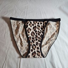 Victoria's Secret String Bikini Small Beige Black Leopard Cotton Blend Signature