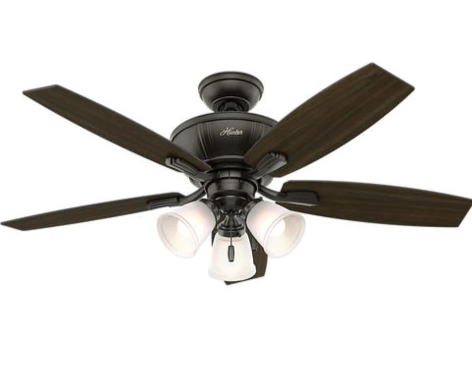 48" Barnwood Noble Bronze LED Light Ceiling Fan Rustic Modern Farmhouse 3 Mount - Image 3 of 4