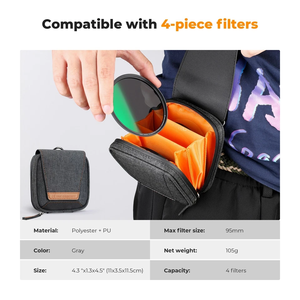 K&F Concept NANO-X 82mm Magnetic Lens Filter Kit(CPL+ND8+ND64+ Magnetic Ring/Cap - Image 4 of 4