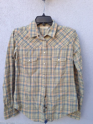 $86 New Jachs Girlfriend Brand Yellow Red Blue Plaid Snap Button Down