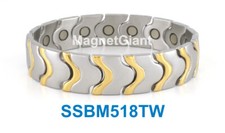  Wide Magnetic Silver  Gold Men's stainless steel link bracelet