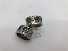 Sterling Silver .925 11mm Wide Textured Pattern Band Ring Sizes 5 1/2  7