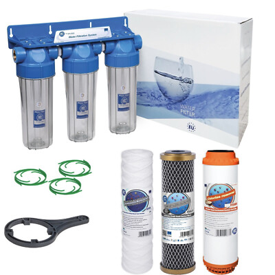 3 Stufen ganzes Haus Hochdurchfluss Wasserfilter Entchlorierer Chlorentfernung 3/4''