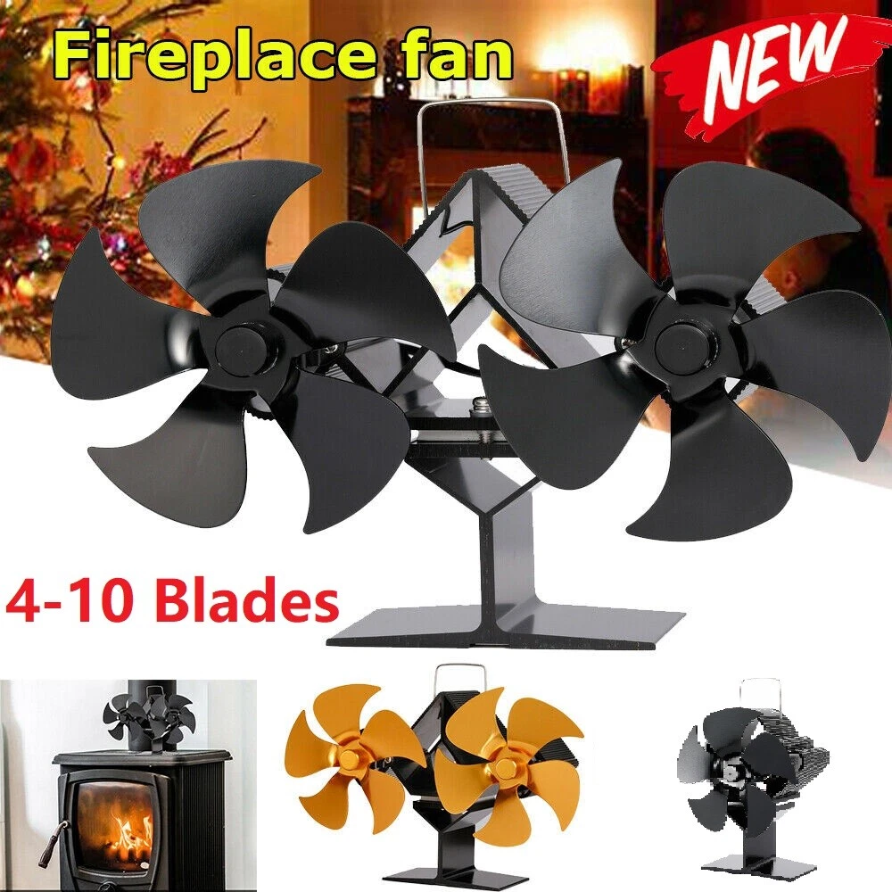 Double-headed 4-10 Blades Thermal Ecological Fireplace Fan Wood Stove Log  Burner | eBay