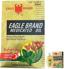 12 PACKS - Eagle Brand Medicated Oil 24 ml (0.8 Fl Oz) Dau Gio Vang , EXP 2027
