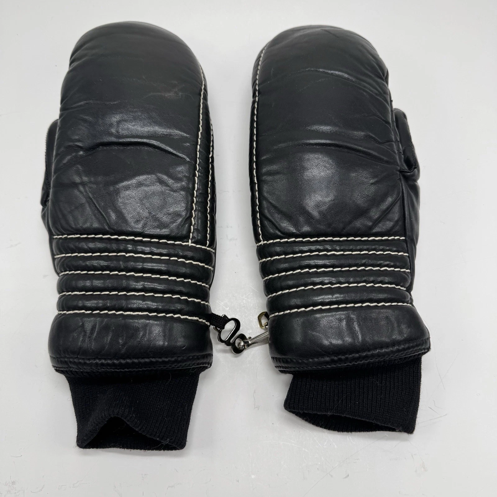 GRANDOE Ladies Leather Mittens Gloves Mitts Womens Medium Black Snow Ski Outdoor