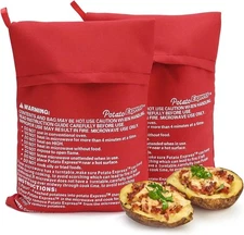 Microwave Potato Bag, 2 Pack of Reusable Baked One Size, Red 