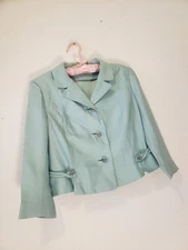 Vtg 50s Weathervane Handmacher Light Blue Cropped Jacket Blazer M L MCM Glam