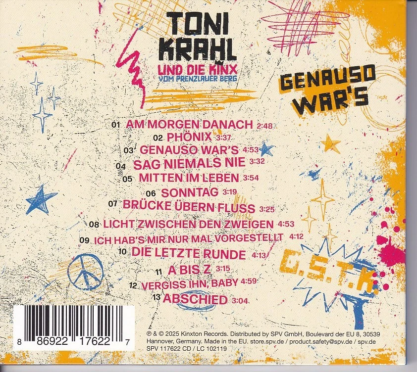 Toni Krahl und Die Kinx vom Prenzlauer Berg - Genauso war's (2025) CD Digipak - Bild 2 von 3
