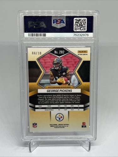 2022 Panini Mosaic George Pickens NFL Debut Gold Prizm /10 RC PSA 10 - Picture 2 of 2