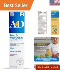 Gentle Zinc Oxide Diaper Rash Cream - Soothes  Protects Sensitive Skin - 4oz