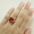925 Sterling Silver Rose Gold Rings Gleaming Sunset Orange Sapphire Oval 12.30Ct