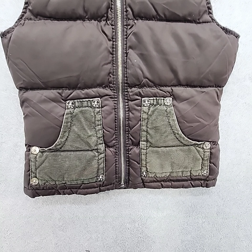 True Religion Mujer Talla Pequeña Marrón/Oliva Cremallera Puffer Foto 4 de 4