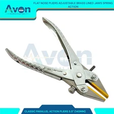 5.5" Classic Flat Nose Parallel Action Pliers w/ Brass Jaws - Spring Handle -1pc