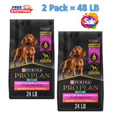 2 pack, Purina Pro Plan Sensitive Skin & Stomach Puppy Dry Dog Food -Salmon 24LB 2.17 per pound