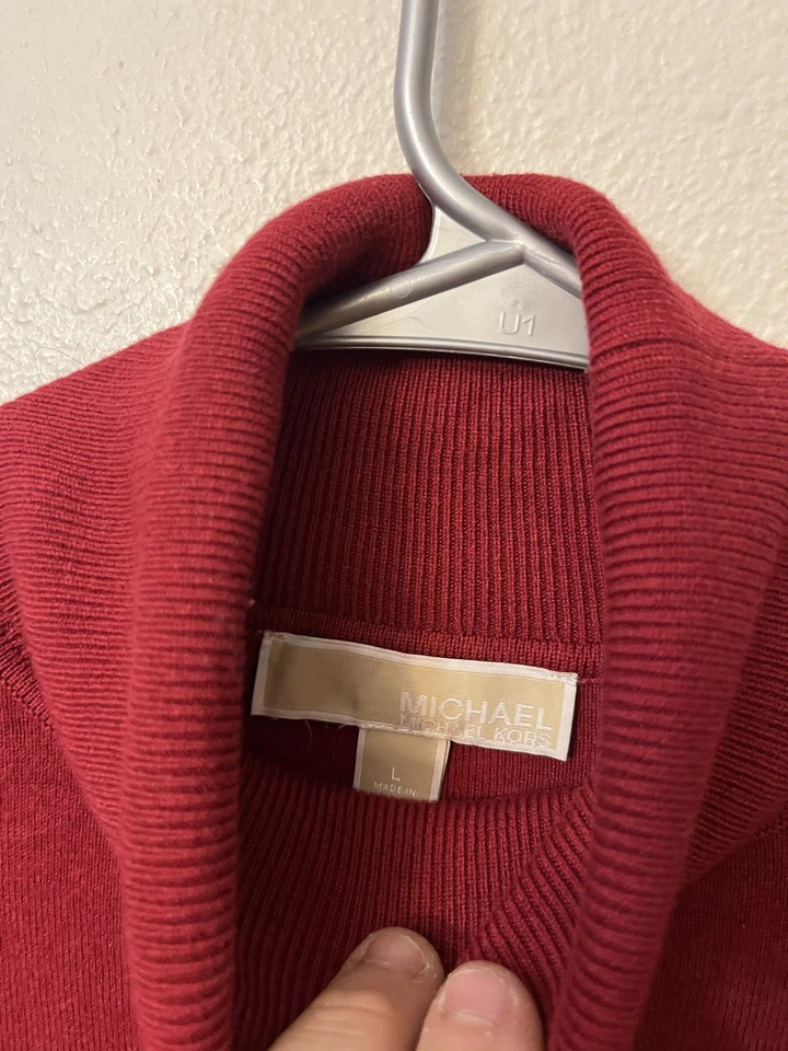 MICHAEL Michael Kors Turtleneck Sweater Dress Size Large Red - Image 2 of 4