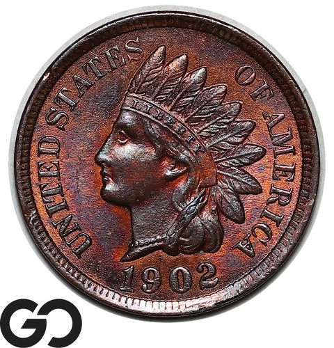 1902 Indian Head Cent Penny, Beautiful Gem BU++