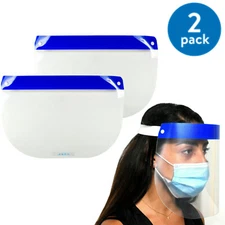 2pcs Safety Full Face Shield Protective Clear Anti-Fog Film Protect Face & Eyes