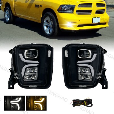 LED Fog Lights Front Bumper Lamps with DRL For 2013-2018 Dodge RAM 1500