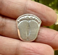 999 Silver Hindu Religious Laxmi Lakshmi Devi Charan Paduka Footprint Small