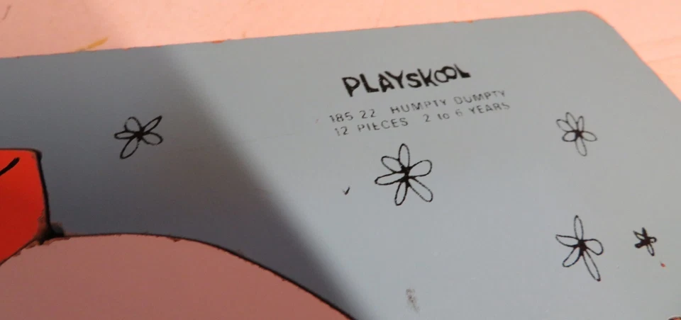 Rompecabezas de madera vintage Playskool Humpty Dumpty 12 piezas años 70 185-22 bandeja FALTA 1 Foto 4 de 4