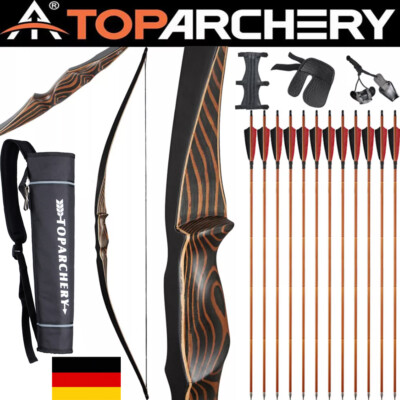 20-70lb Holzbogen Traditionelles Bogenschießen Langbogen Recurve Bogen Jagd 54''
