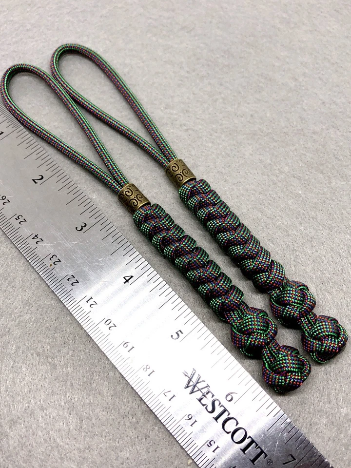 550 Paracord нож ремень 2pk, хамелеон шнур змея узел с латунной бусиной - Изображение 4 из 4