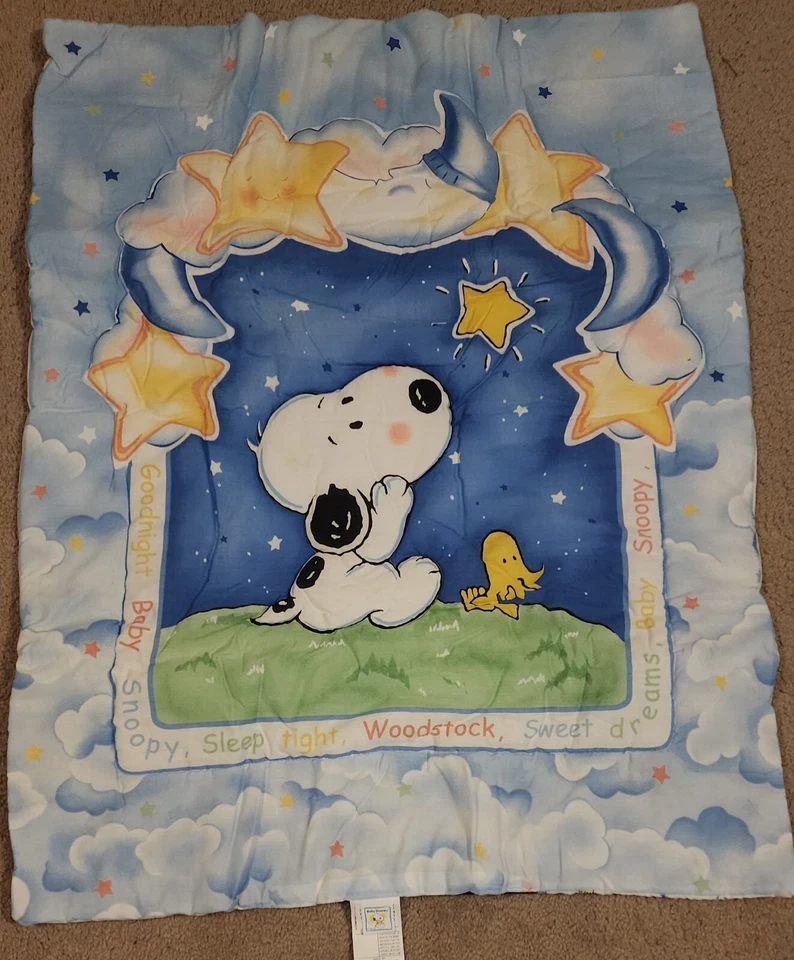 LAST ONE! RARE! Starlight Baby Snoopy 3pc Crib Set-Quilt, Sheet, Dust Ruffle-NEW - Image 2 of 4
